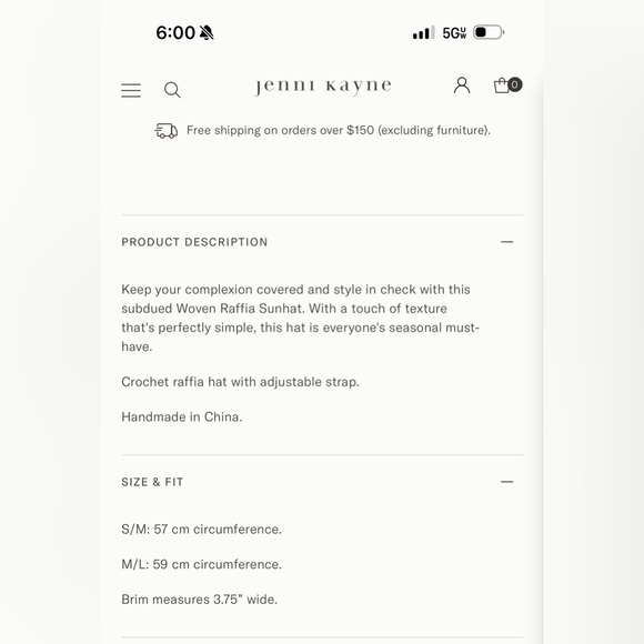 NEW Jenni Kayne $195 Woven Crochet Raffia Sun Hat Natural Size Small/ Medium - Picture 15 of 15